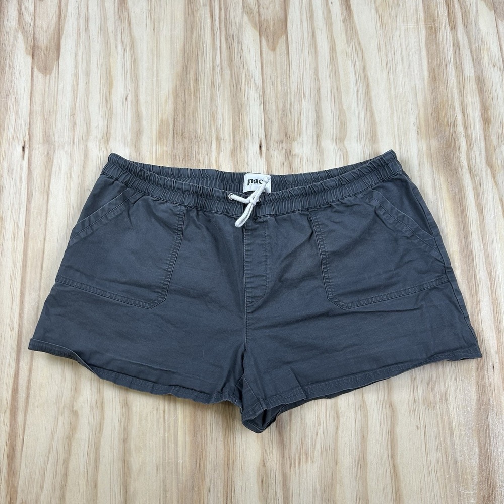 PACT Women's 2XL Gray Canvas Drawstring Shorts Casual Organic Cotton Utility